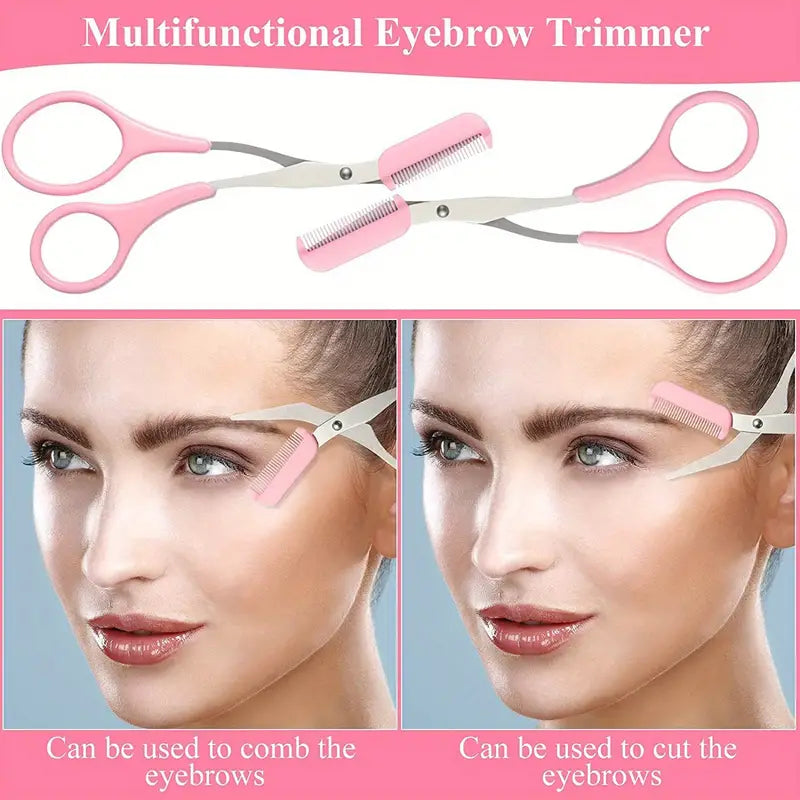 Ensemble de ciseaux et peigne à sourcils