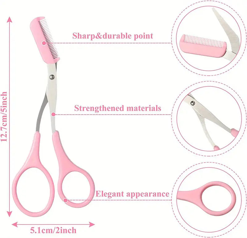 Ensemble de ciseaux et peigne à sourcils