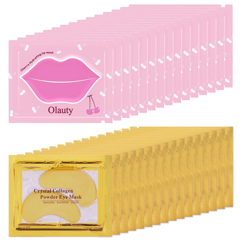 30 Pairs Lip Masks & Eye Mask 24K Gold Gel Crystal Collagen Eye Patches for Puffy Eyes Moisturizing Lip Mask Crystal Lip Pads Under Eye Patches for Dark Circles Eye Bags Wrinkles and Fine Lines